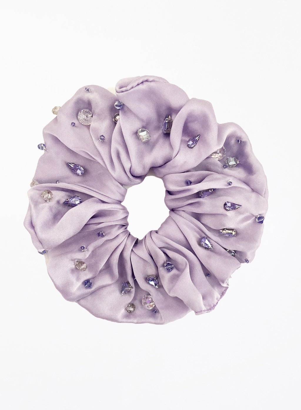 Harlow Embellished Oversized Silk Scrunchie - Mauve