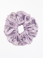 Harlow Embellished Oversized Silk Scrunchie - Mauve