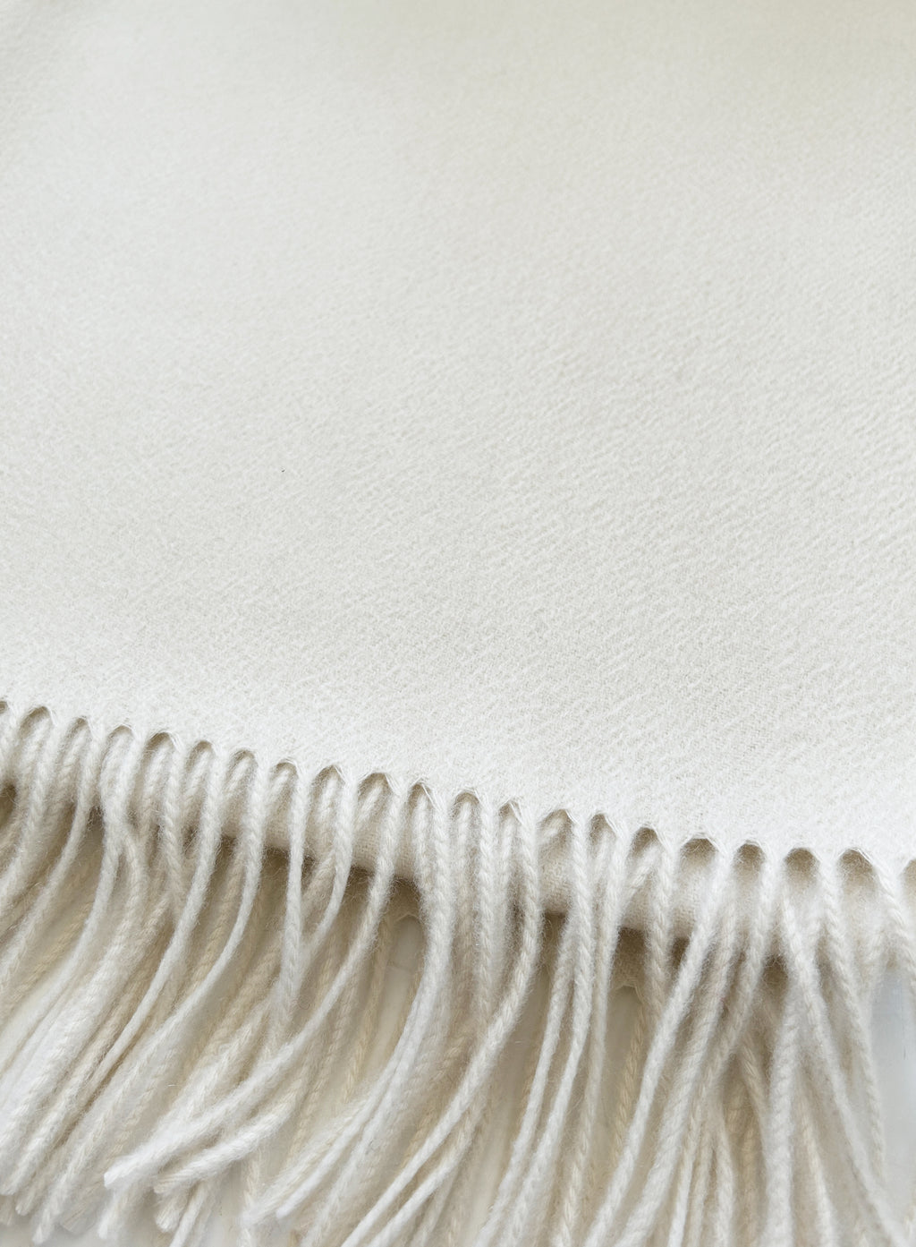 White Fringed Cashmere Scarf