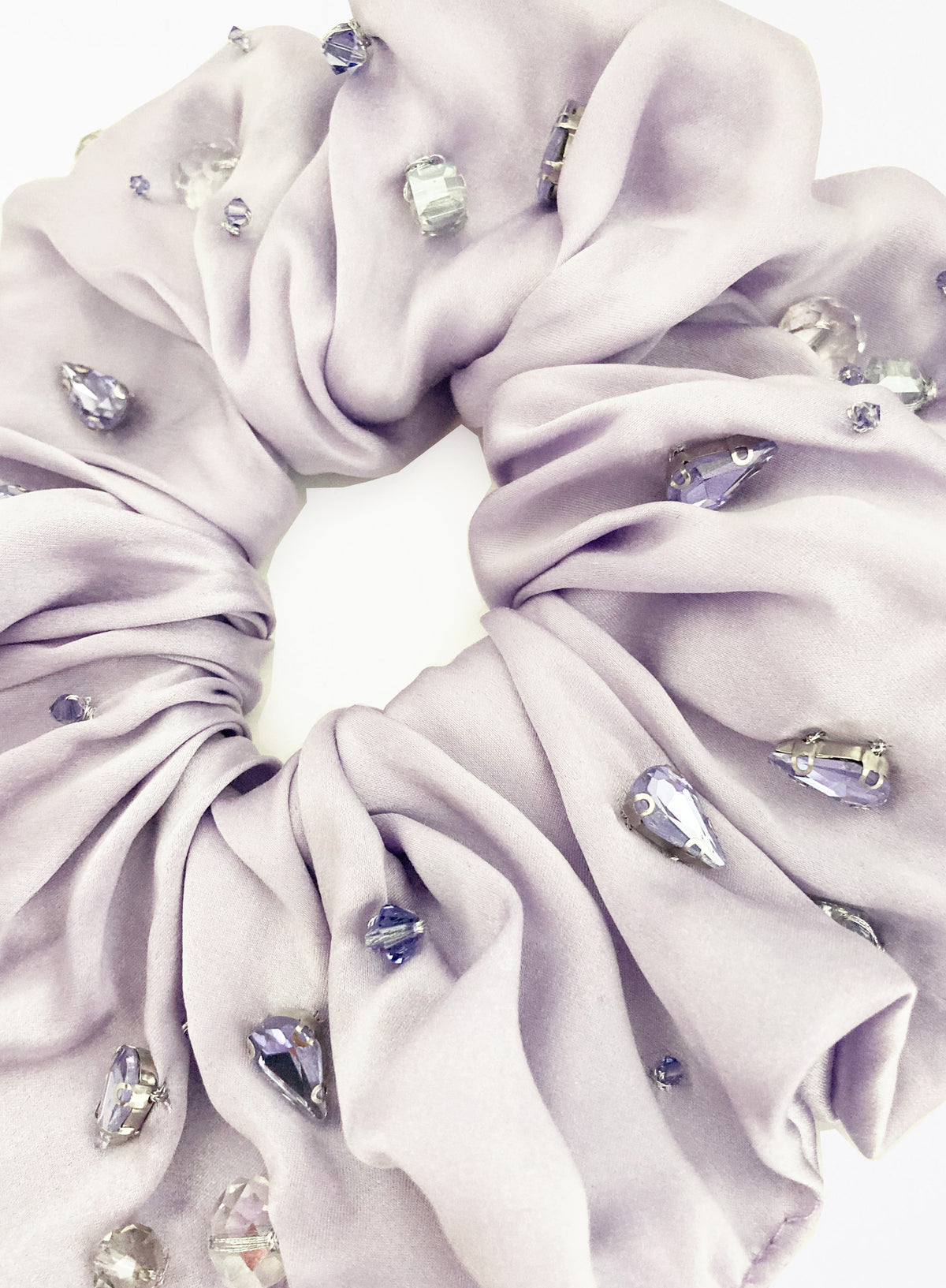 Harlow Embellished Oversized Silk Scrunchie - Mauve