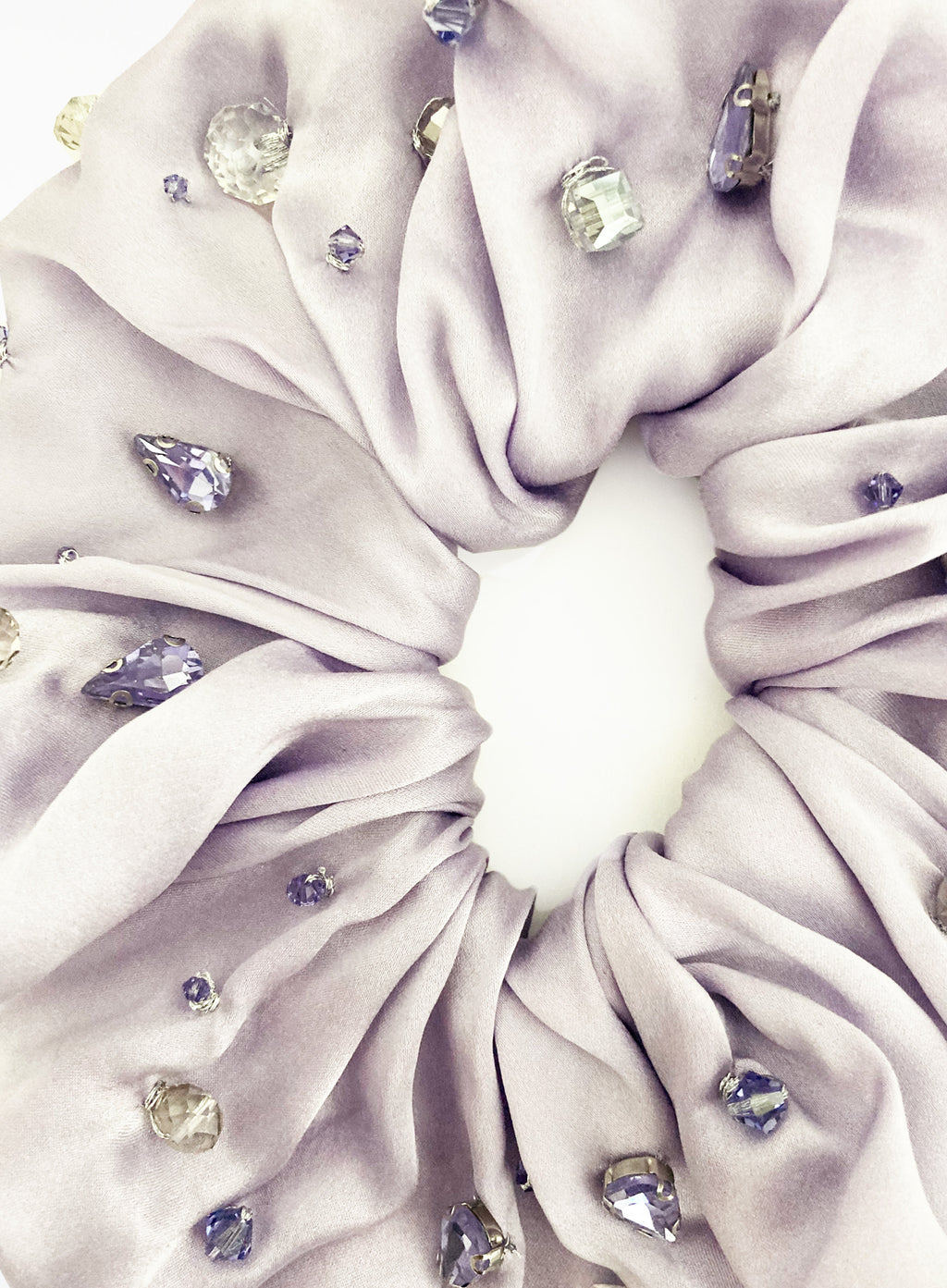 Harlow Embellished Oversized Silk Scrunchie - Mauve