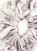 Harlow Embellished Oversized Silk Scrunchie - Mauve