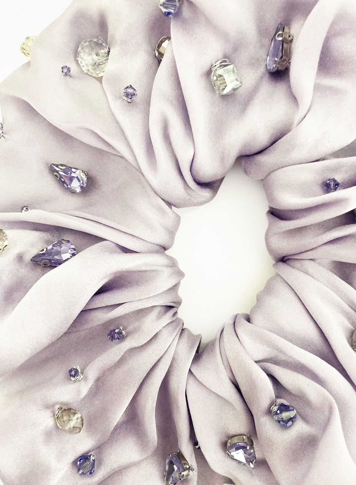 Harlow Embellished Oversized Silk Scrunchie - Mauve