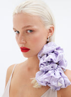 Harlow Embellished Oversized Silk Scrunchie - Mauve