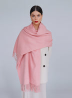 Pink Fringed Wool Lambswool Scarf