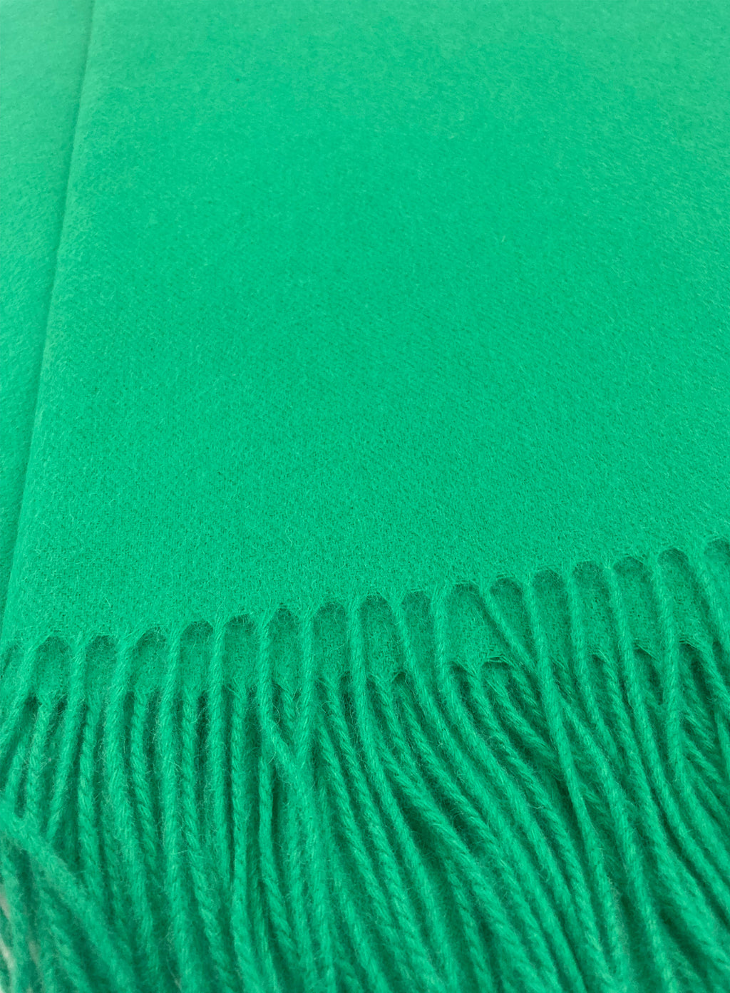 Green Fringed Wool Scarf