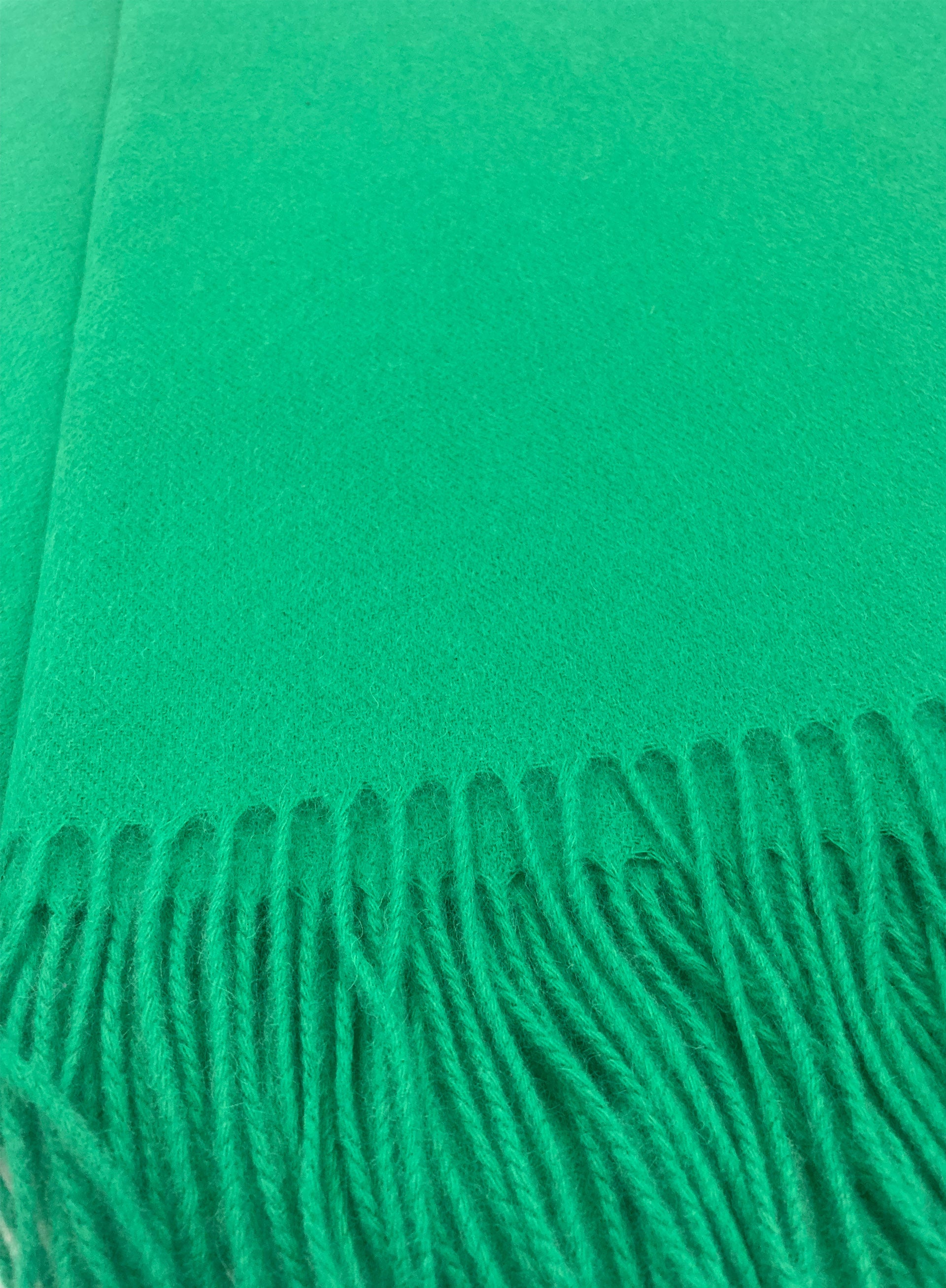 Green Fringed Wool Scarf