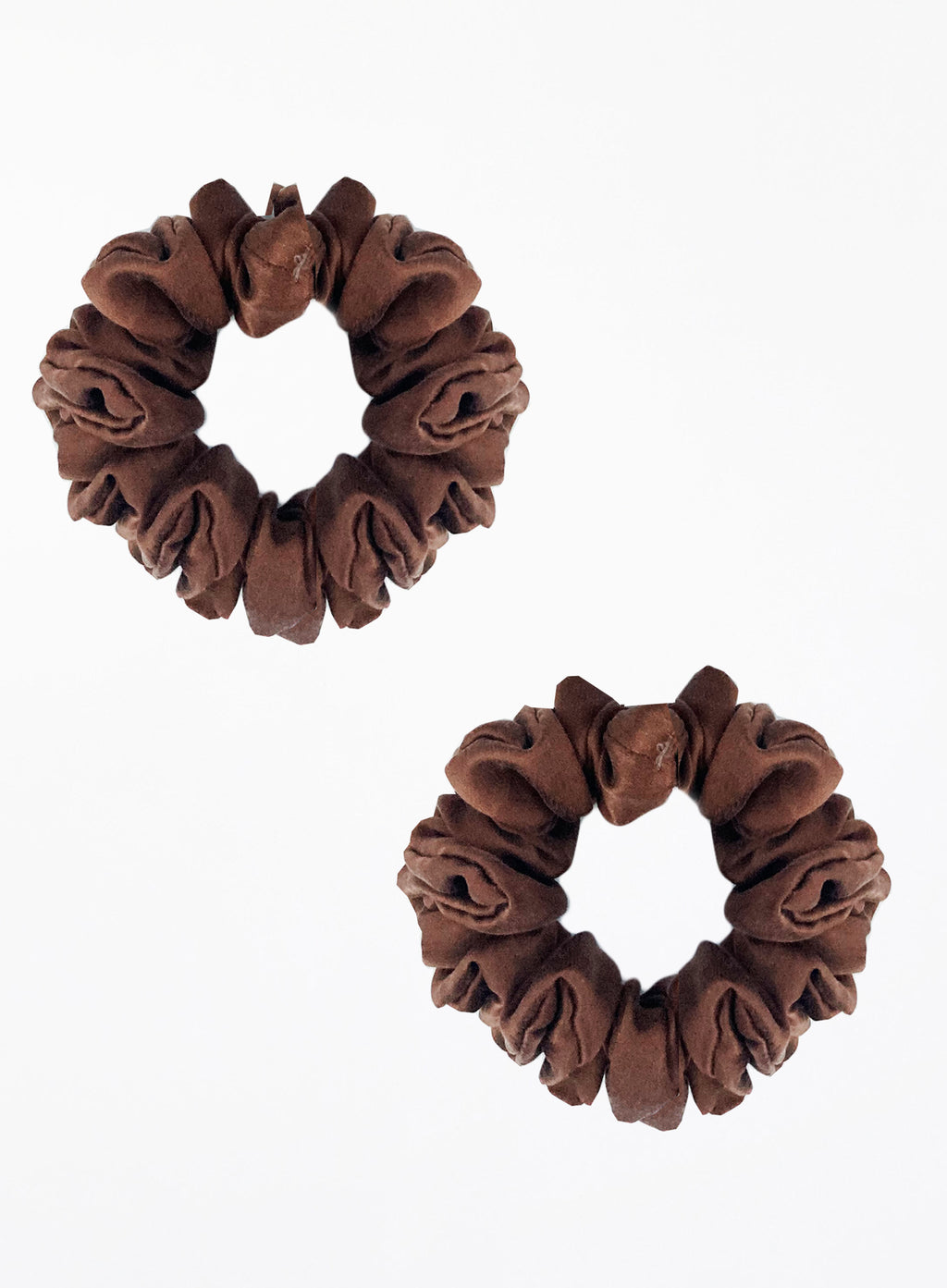 Brown Silk Scrunchie Set
