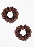 Brown Silk Scrunchie Set