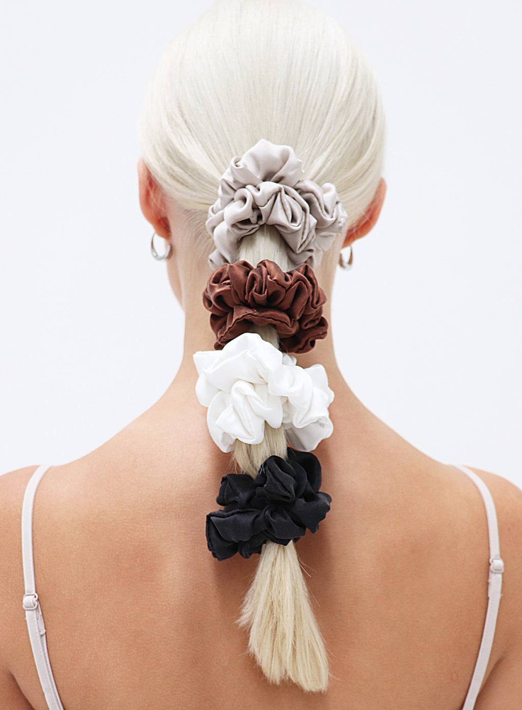 Brown Silk Scrunchie Set