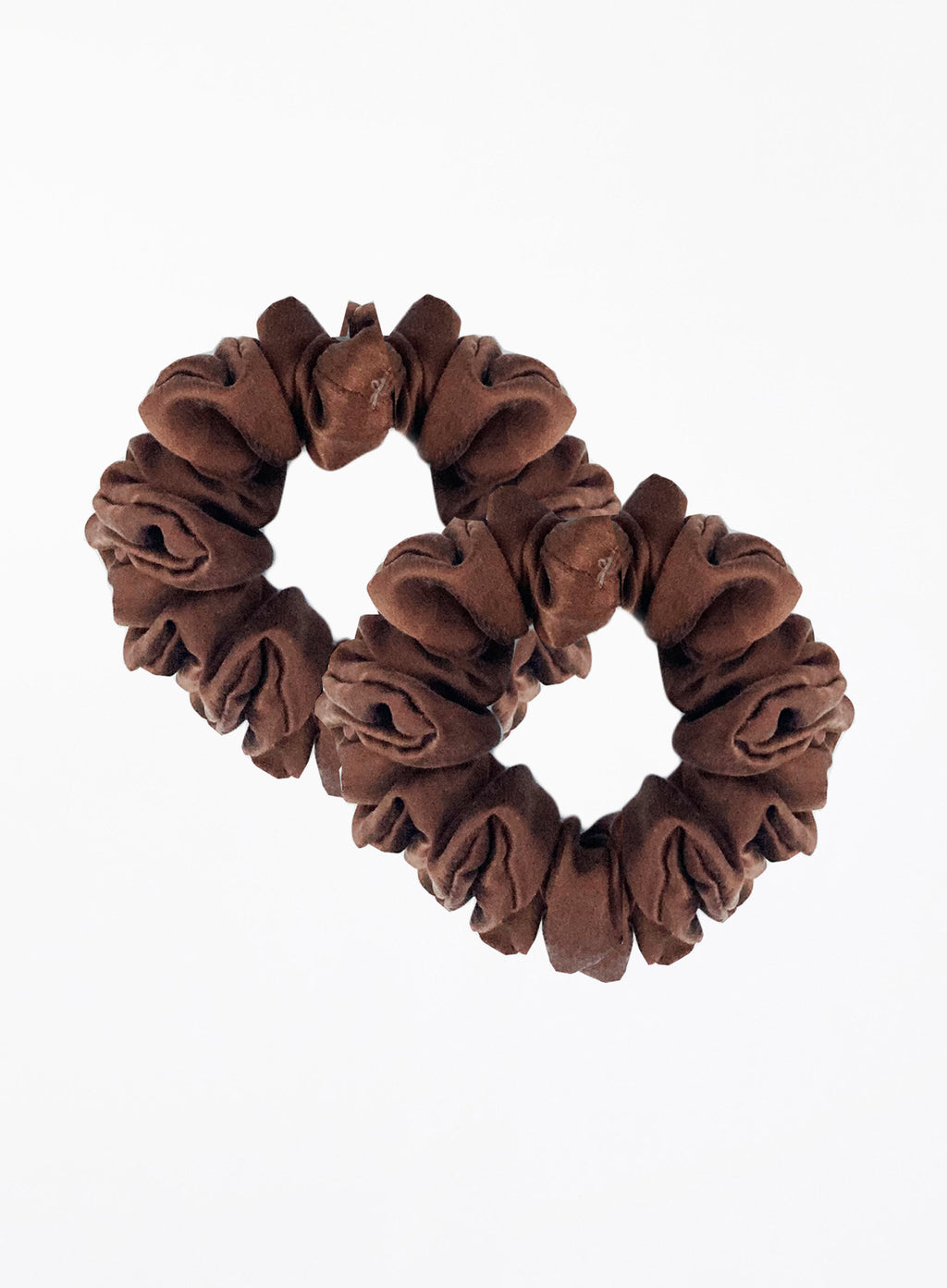 Brown Silk Scrunchie Set