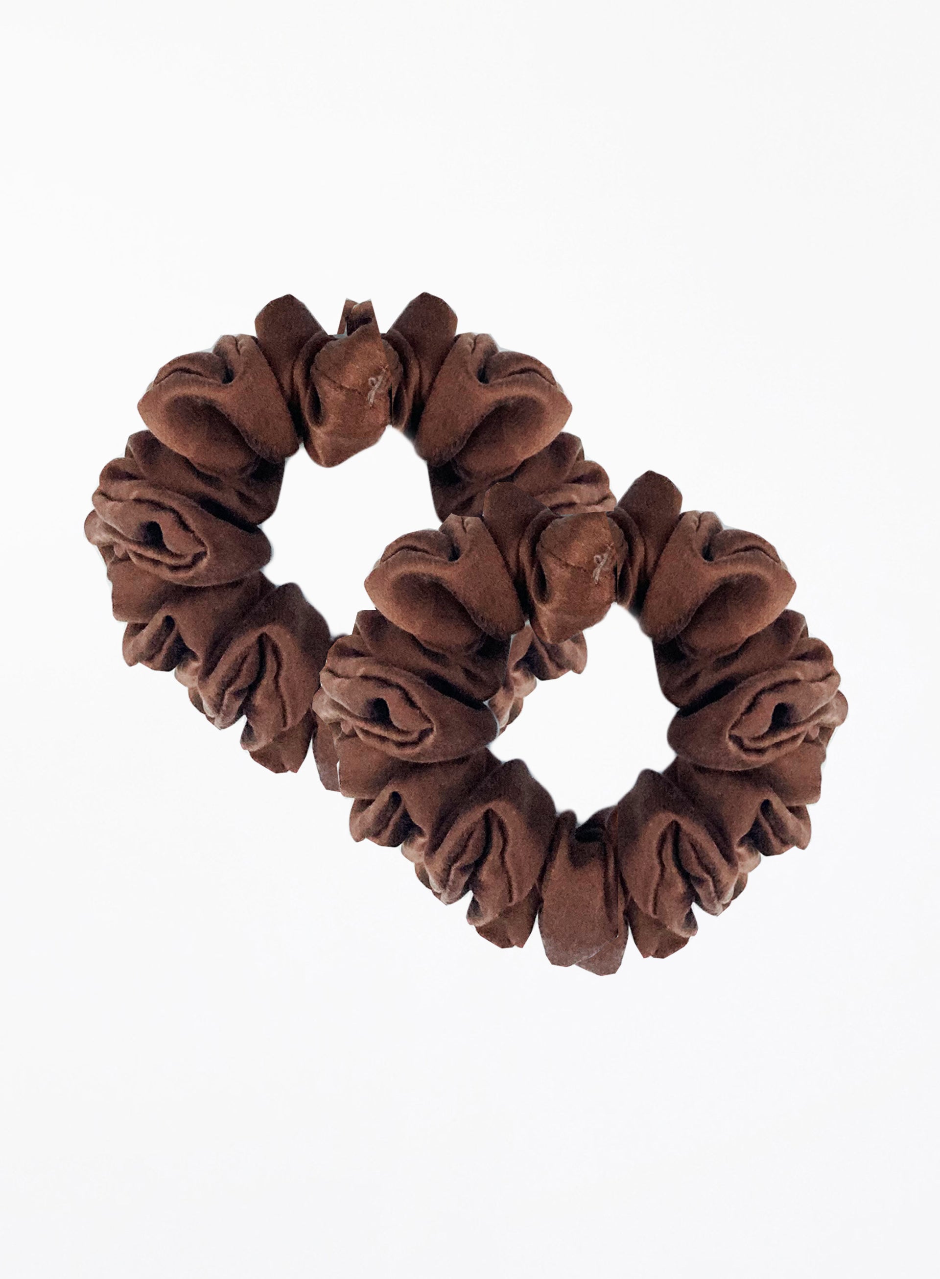 Brown Silk Scrunchie Set