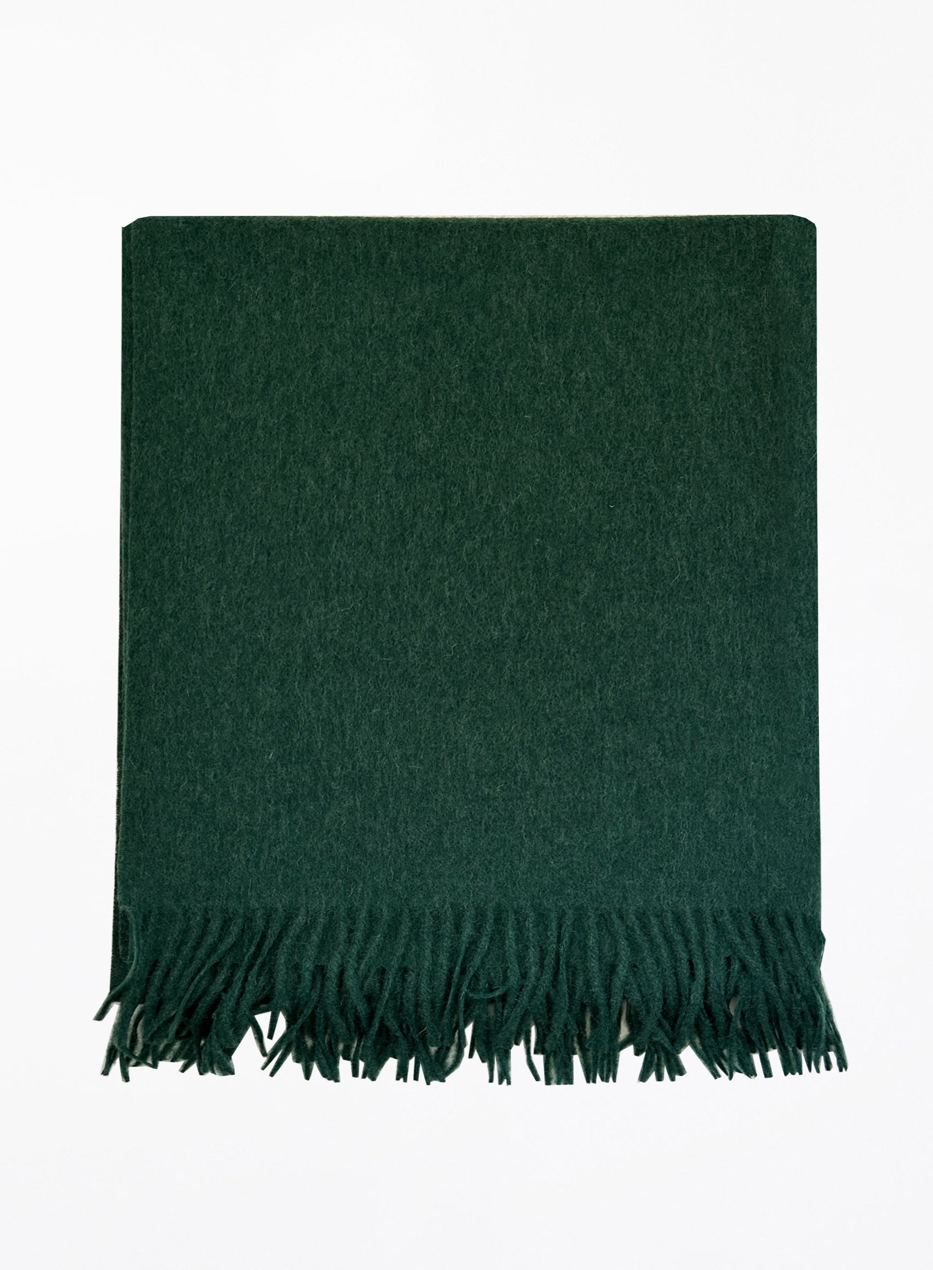 Green Fringed Wool Lambswool Scarf