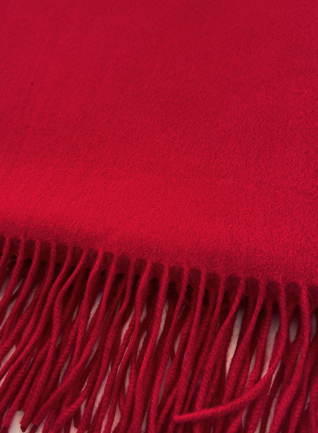 Red Fringed Wool Lambswool Scarf