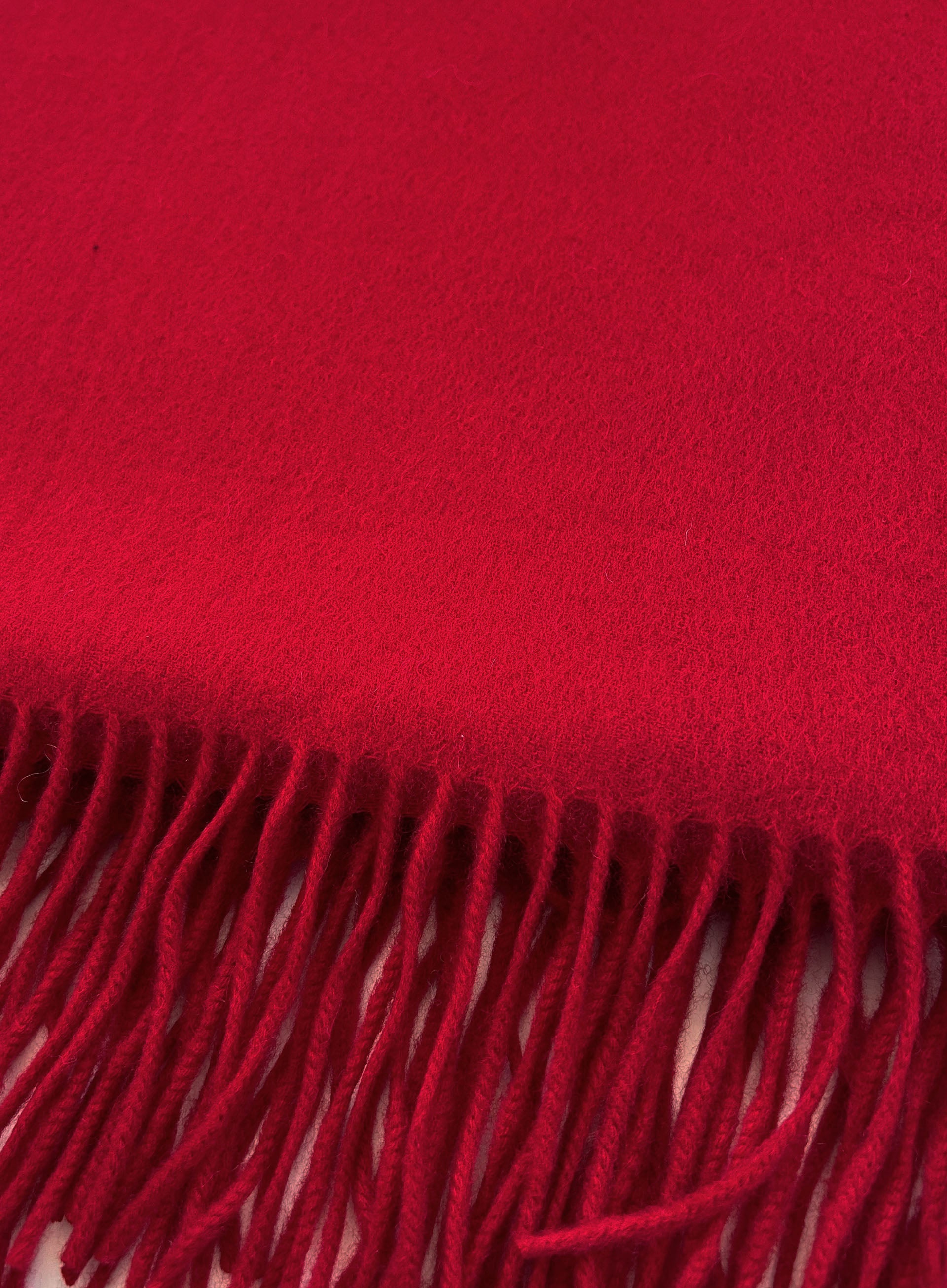 Red Fringed Wool Lambswool Scarf
