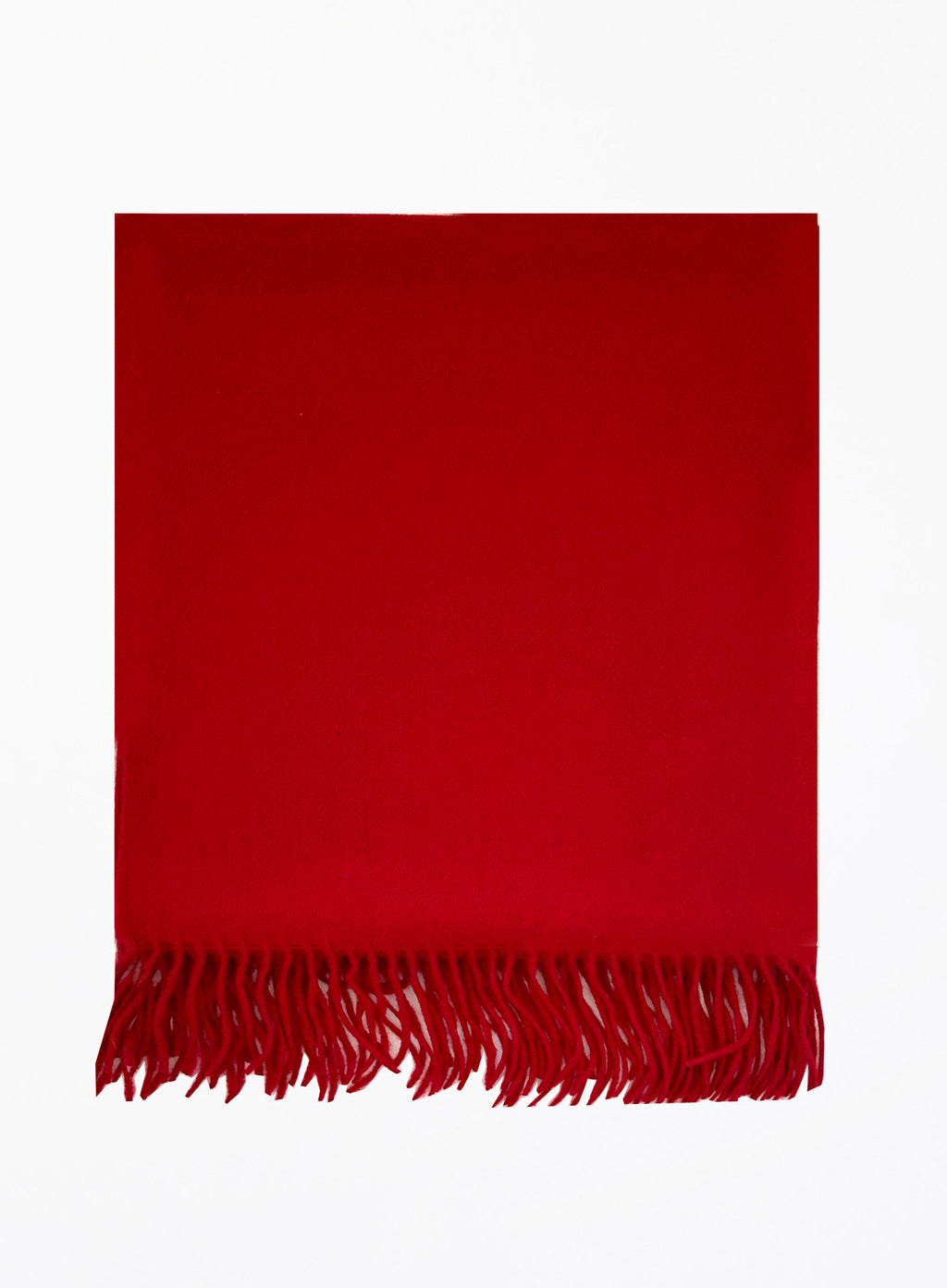 Red Fringed Wool Lambswool Scarf