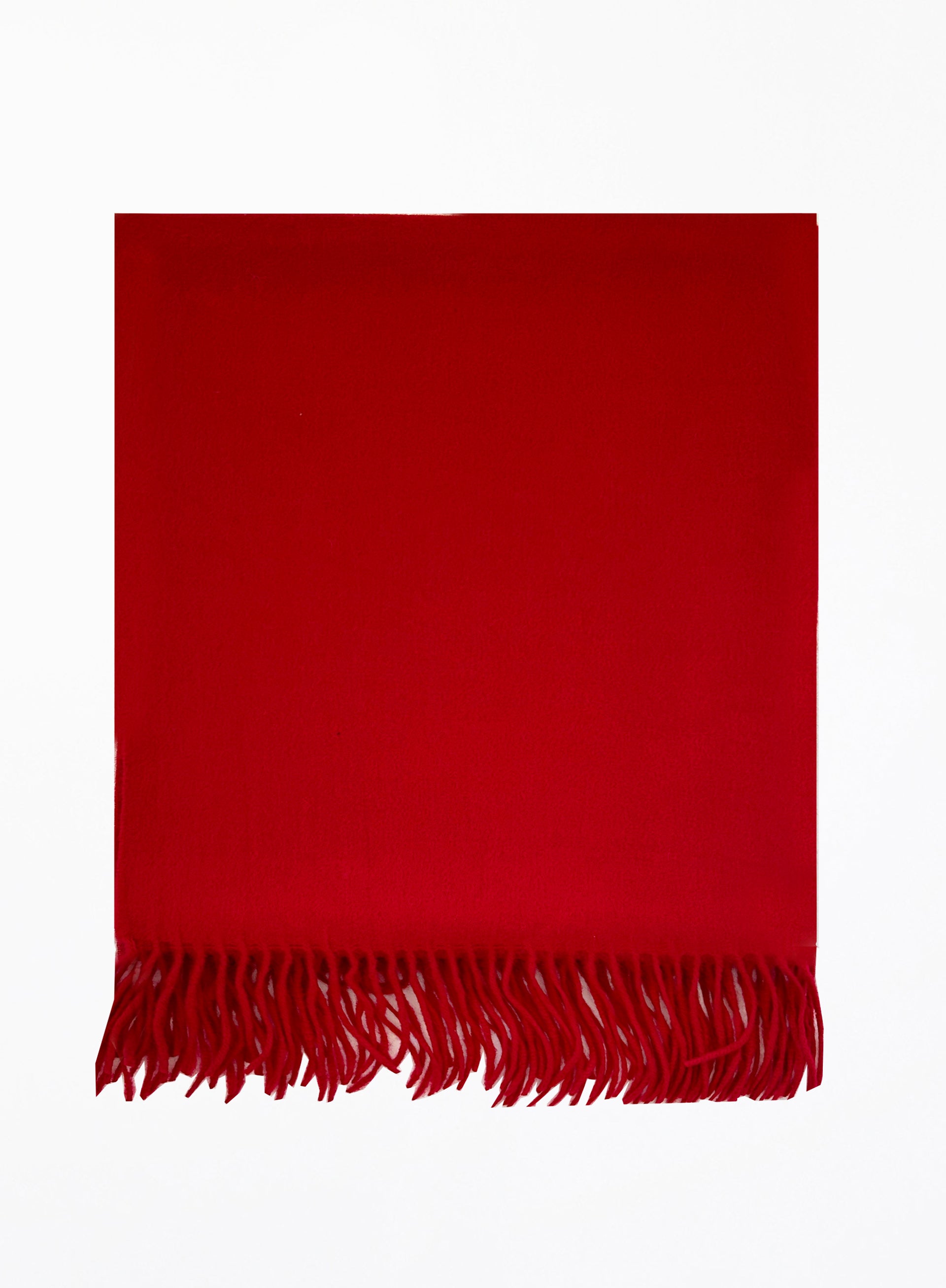 Red Fringed Wool Lambswool Scarf