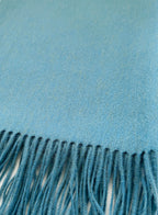 Blue Fringed Wool Lambswool Scarf