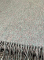 Green Fringed Wool Lambswool Scarf