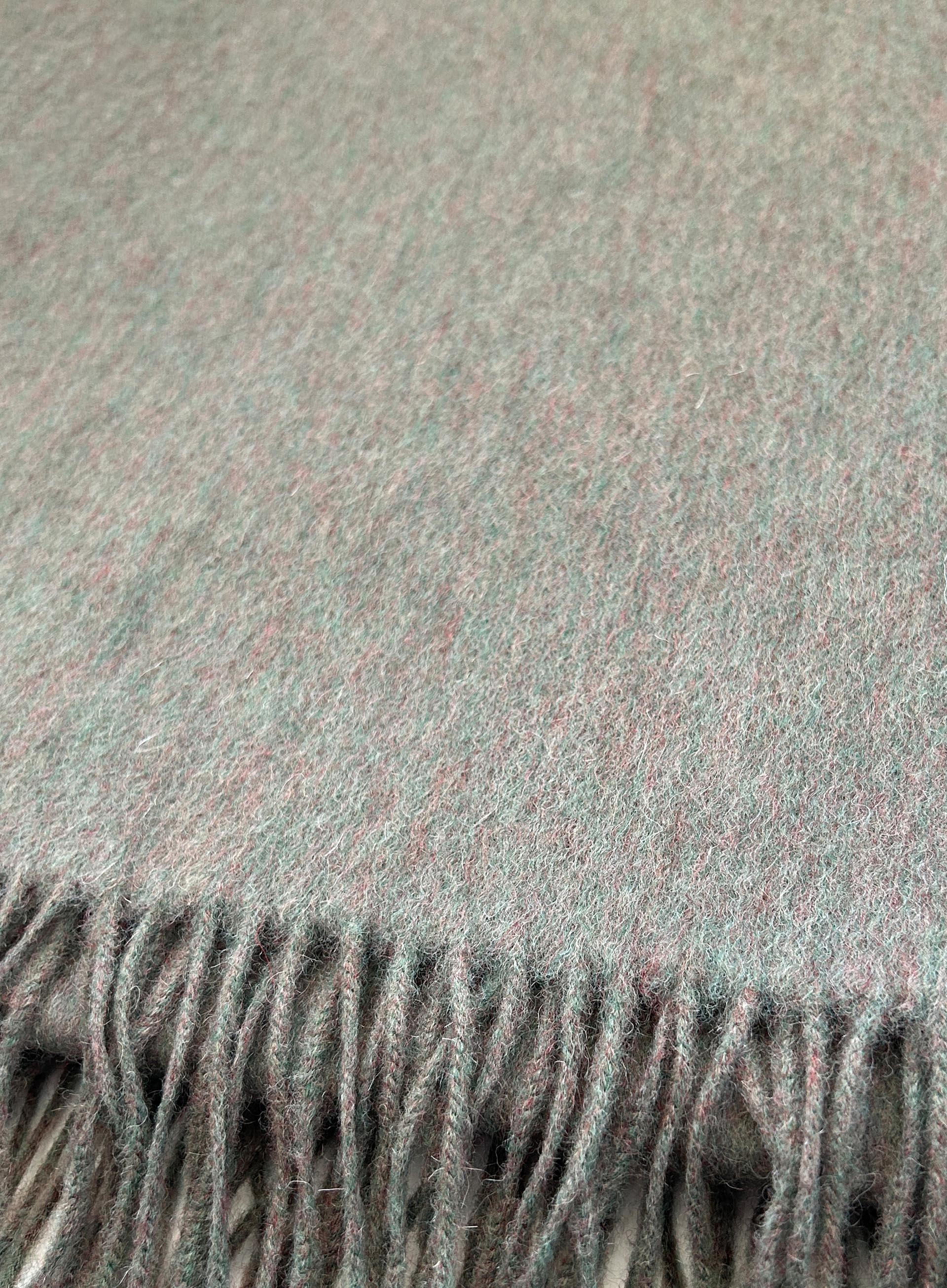 Green Fringed Wool Lambswool Scarf