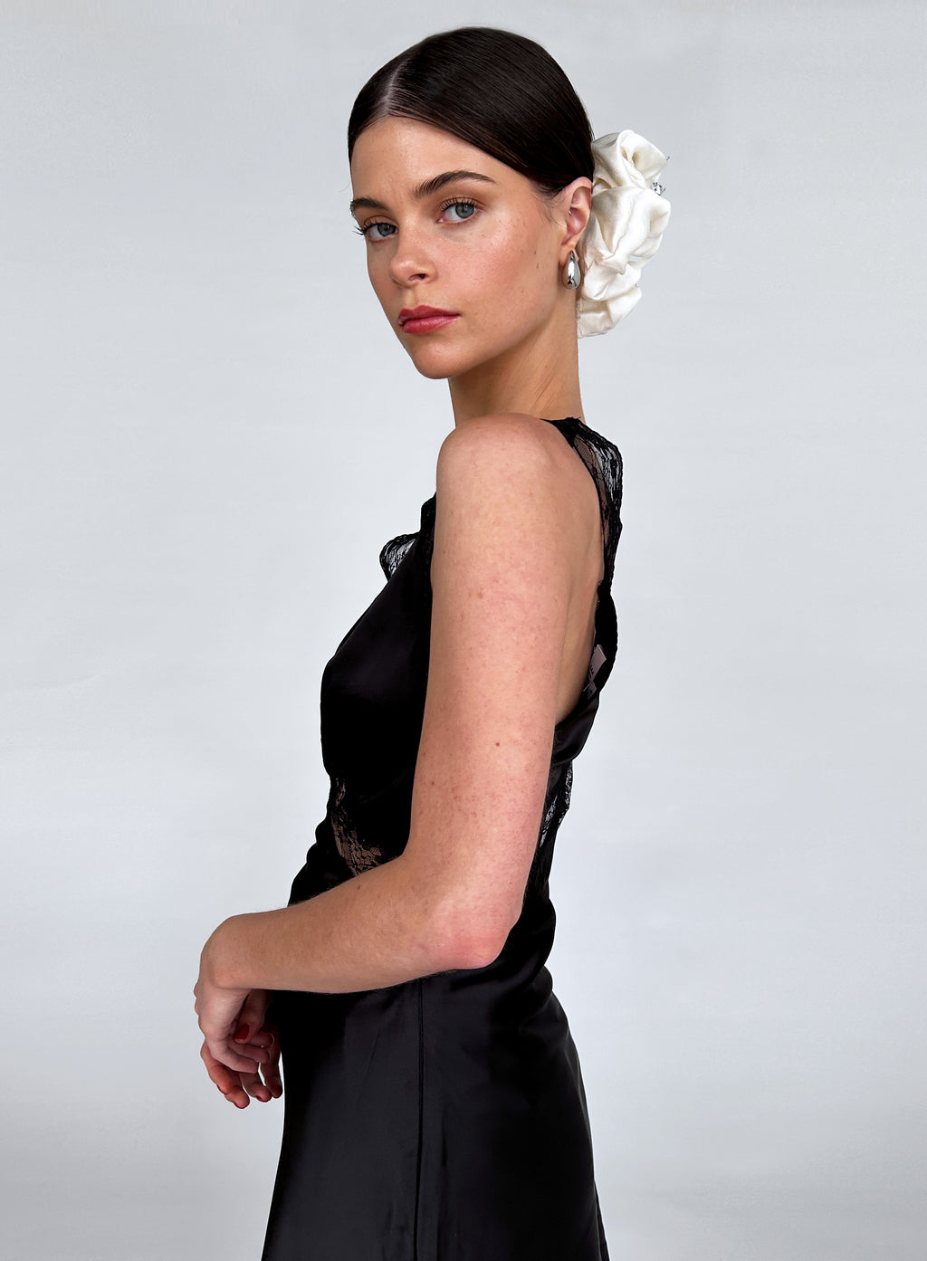 White Oversized Silk Scrunchie