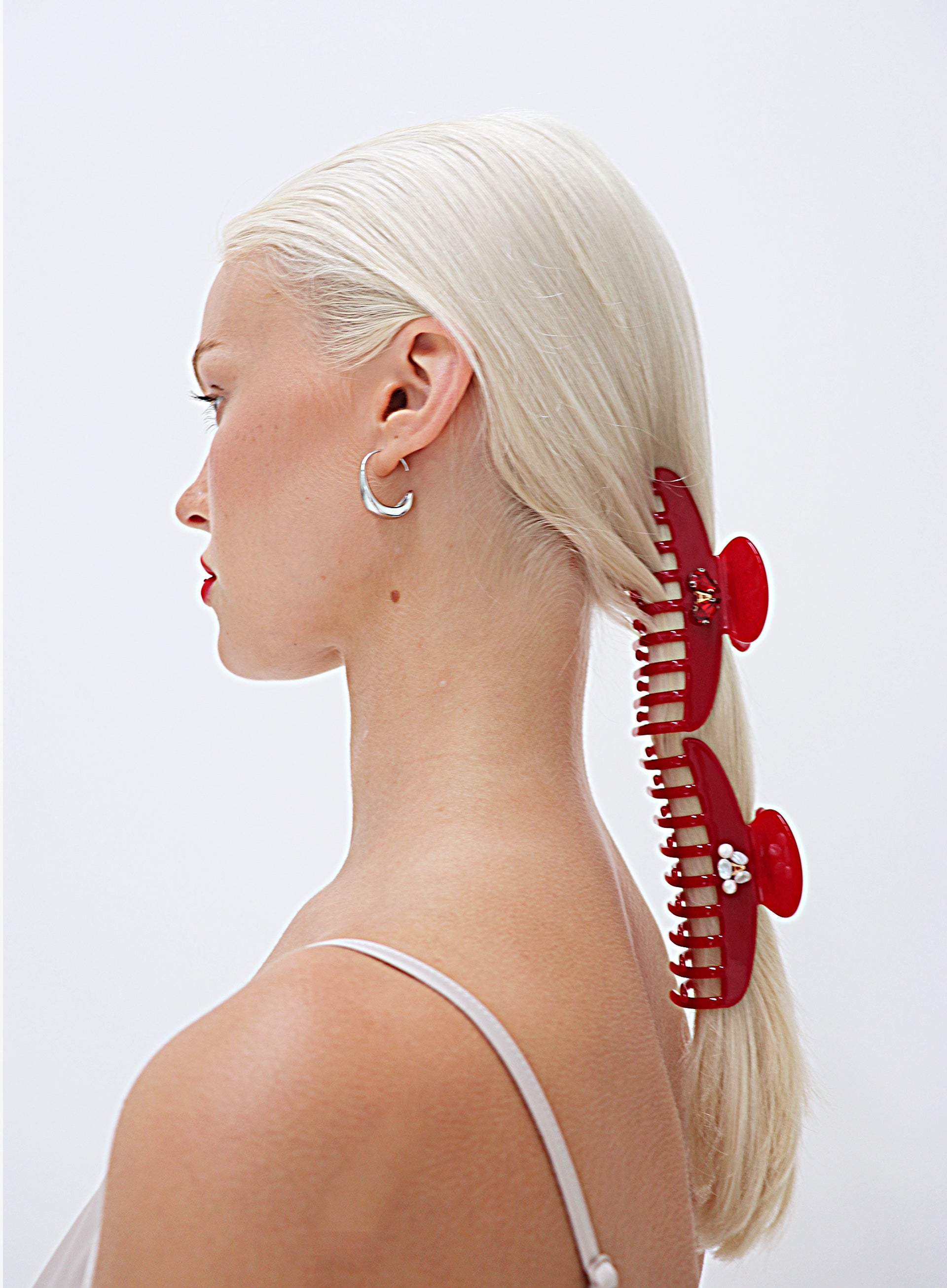 Red Embellished Acetate Hair Claw