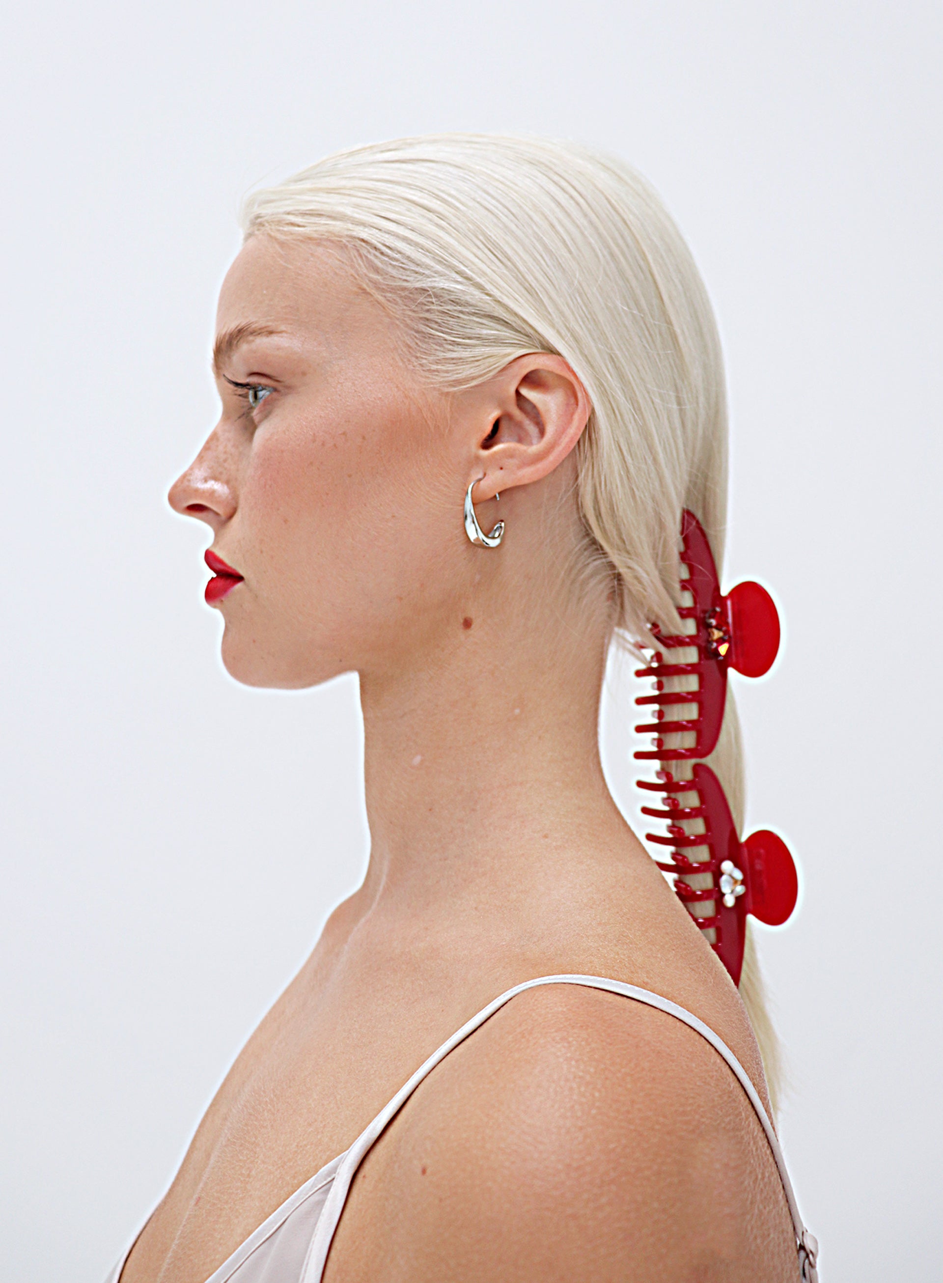 Red Embellished Acetate Hair Claw