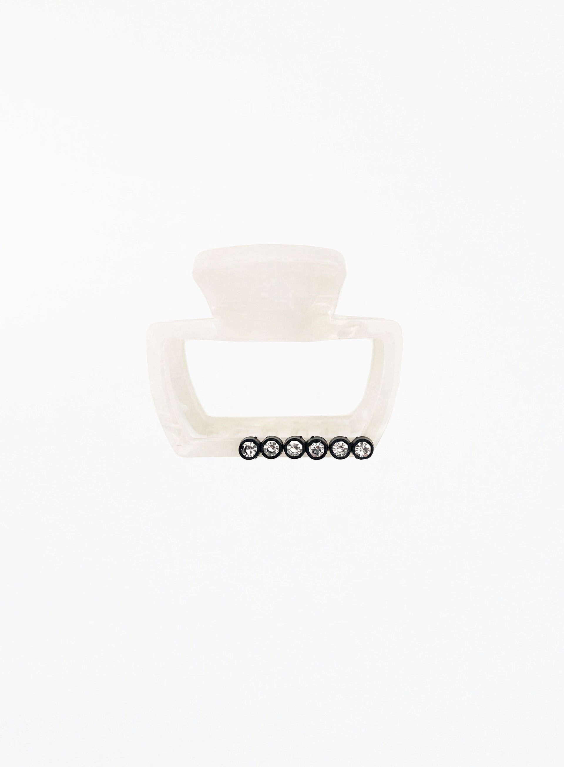 White Embellished Acetate Hair Claw 