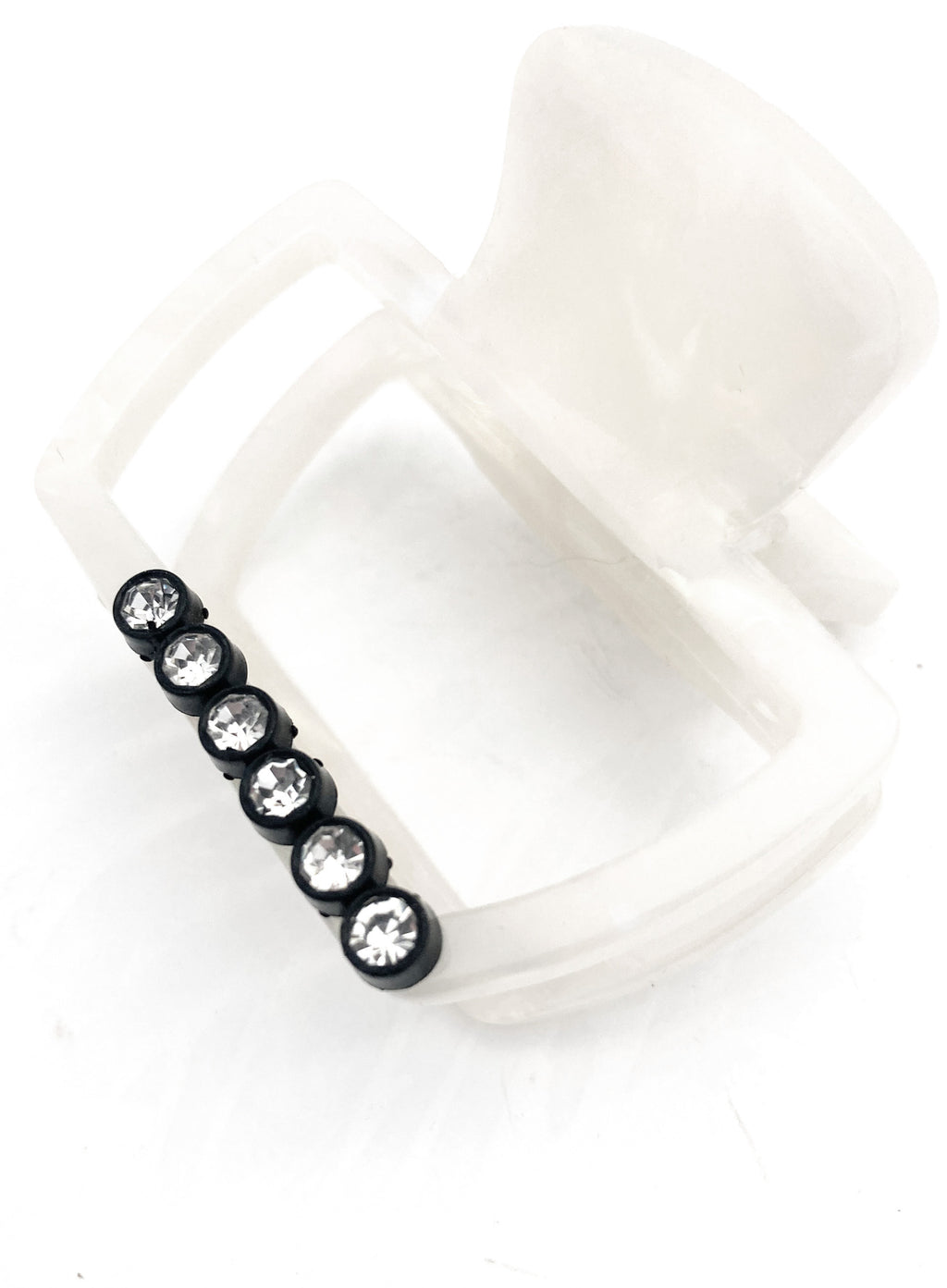 White Embellished Acetate Hair Claw