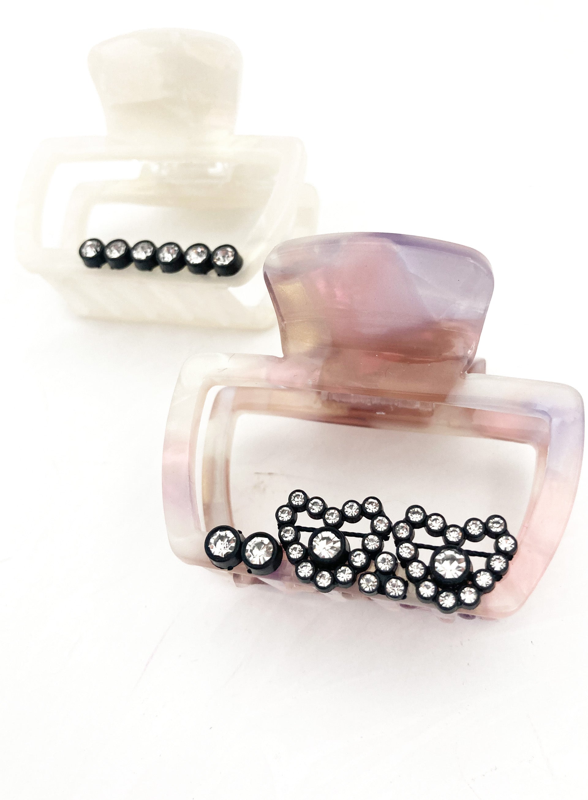 Nevene Embellished Acetate Hair Claw - Pearl