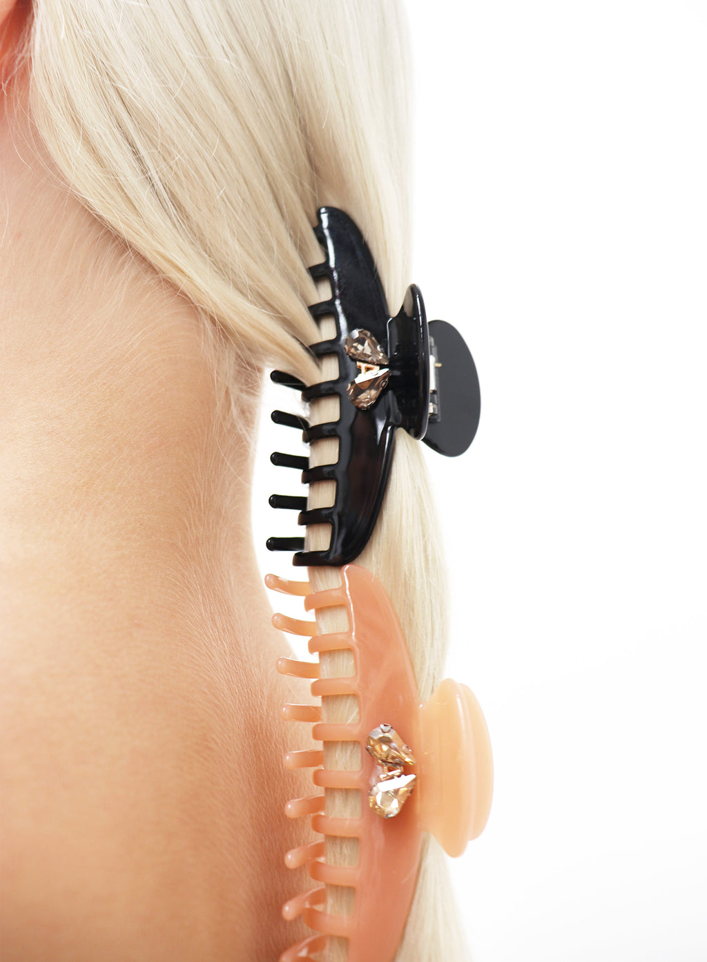 Black Embellished Acetate Hair Claw 