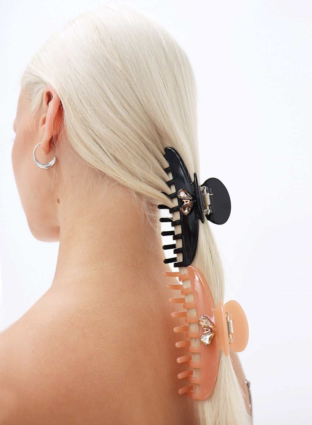 Black Embellished Acetate Hair Claw 