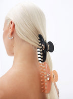 Black Embellished Acetate Hair Claw 