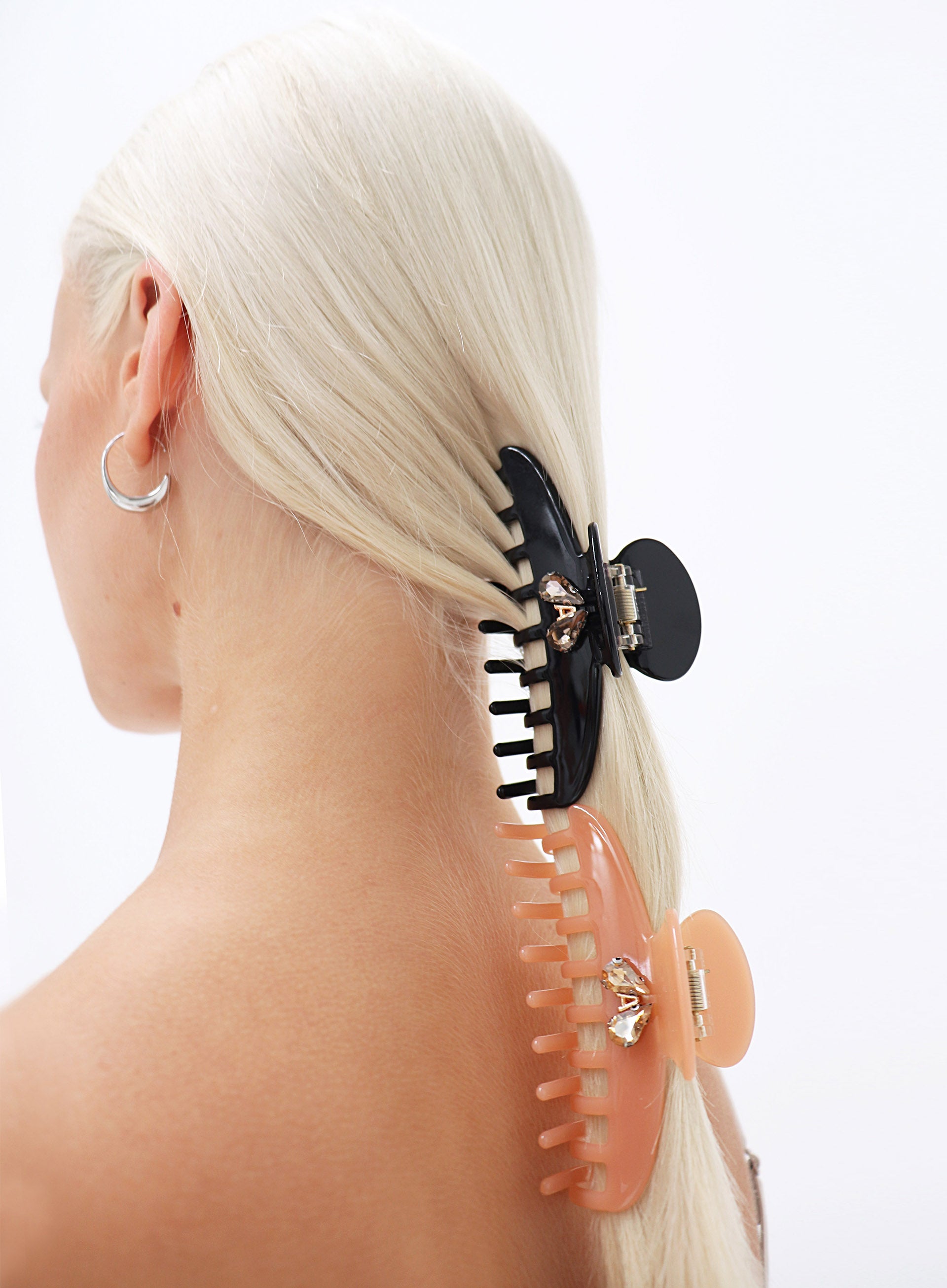 Black Embellished Acetate Hair Claw 