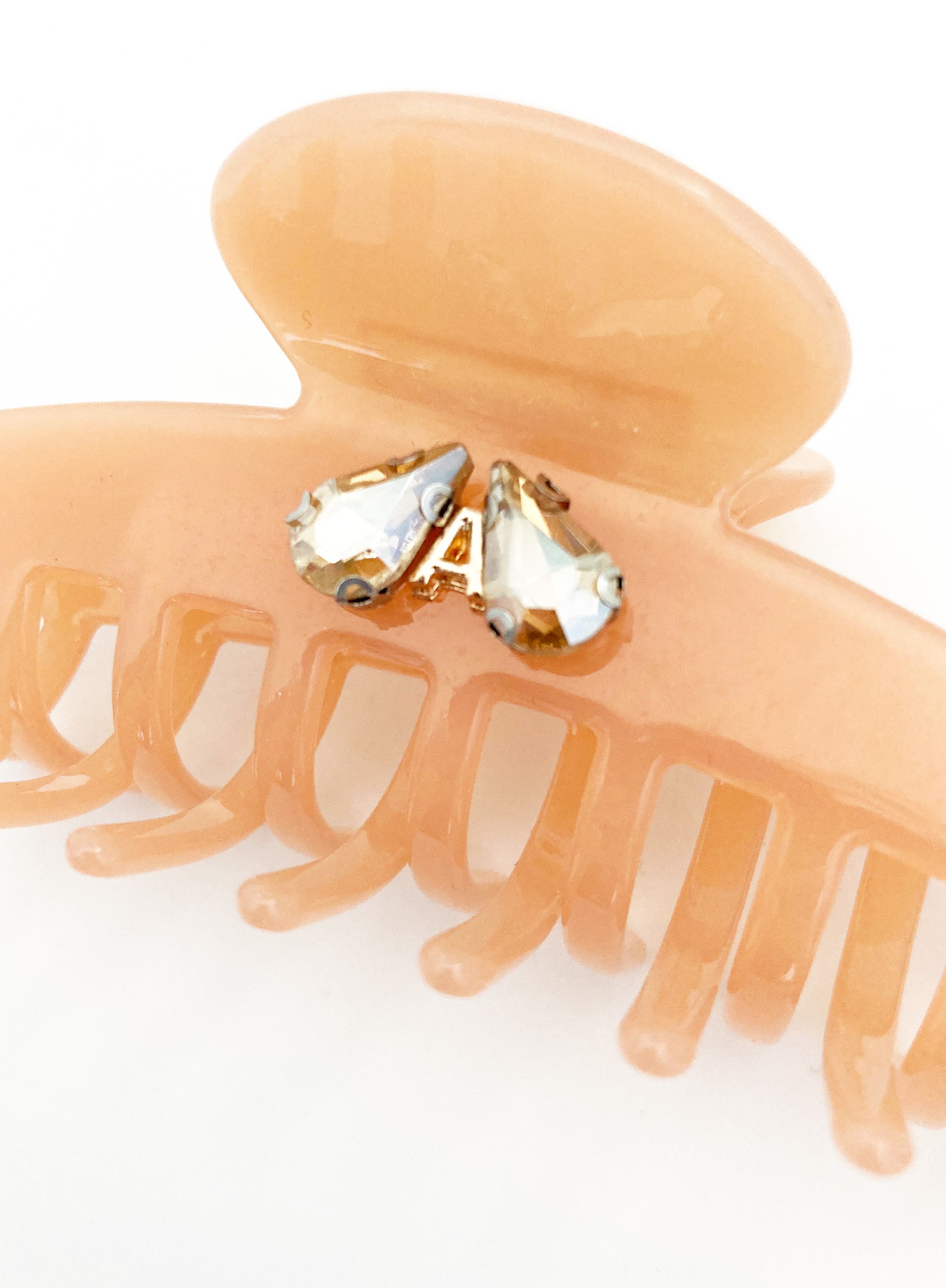 Rachelle Rhinestone Embellished Cellulose Acetate Hair Claw - Peach