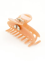 Rachelle Rhinestone Embellished Cellulose Acetate Hair Claw - Peach