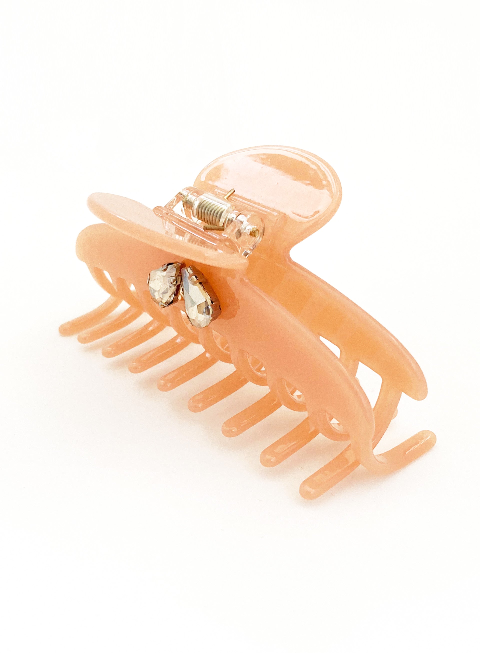 Rachelle Rhinestone Embellished Cellulose Acetate Hair Claw - Peach