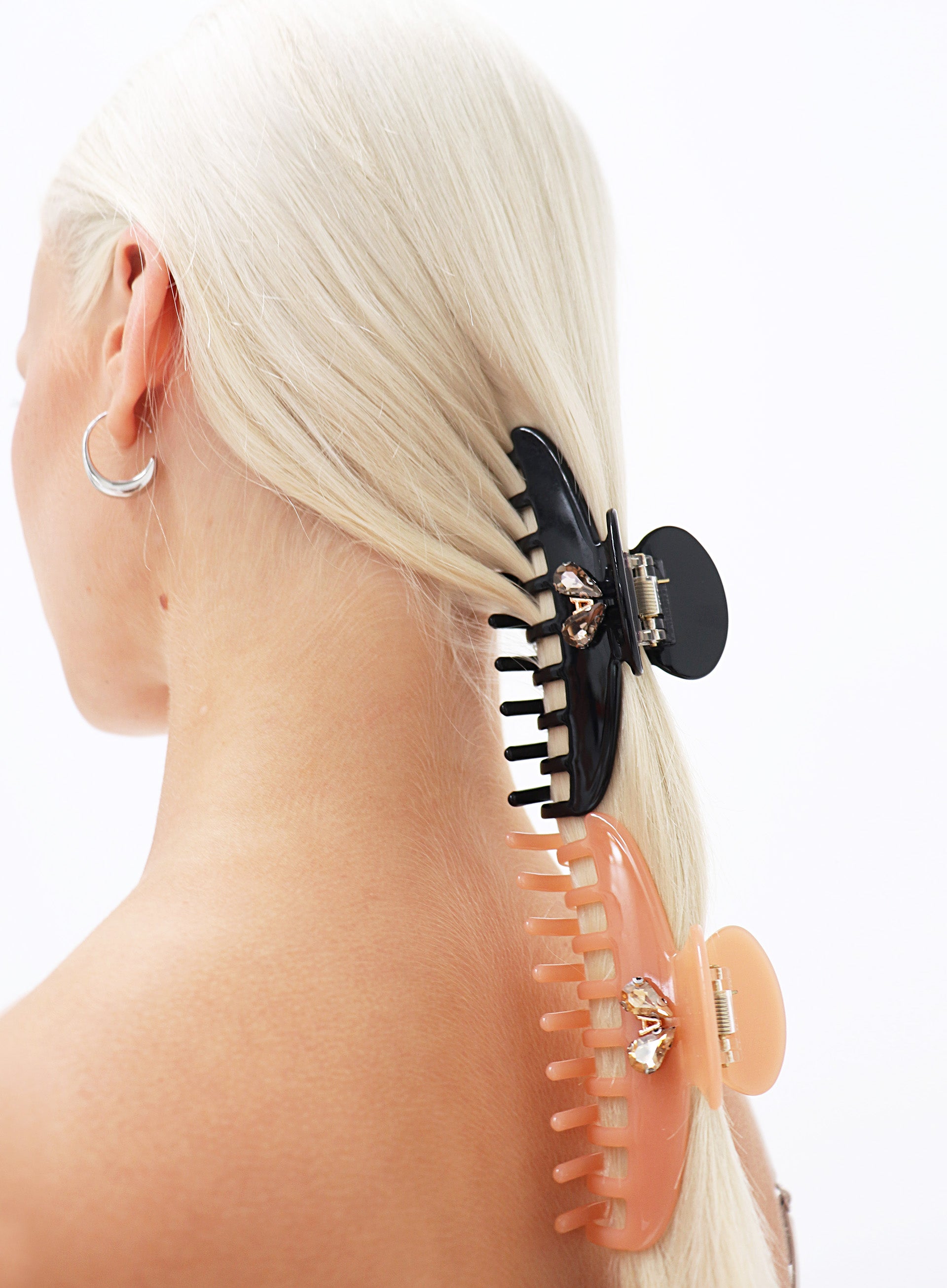 Rachelle Rhinestone Embellished Cellulose Acetate Hair Claw - Peach