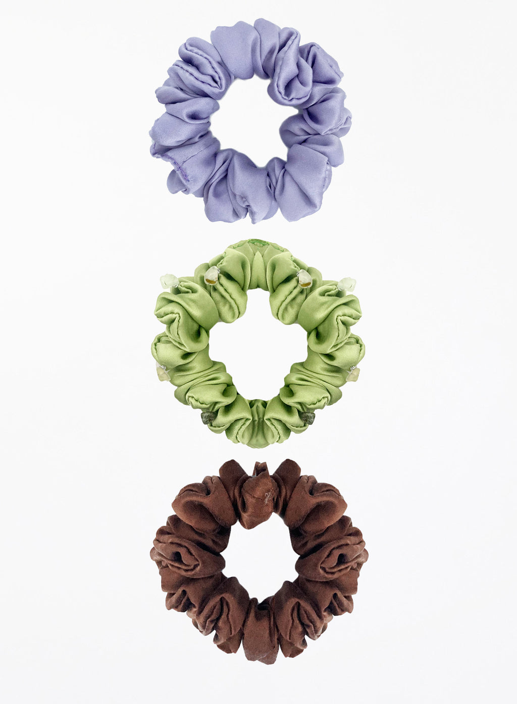 Embellished Silk Scrunchie Set