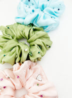 Green Embellished Oversized Silk Scrunchie