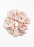 Pink Embellished Oversized Silk Scrunchie