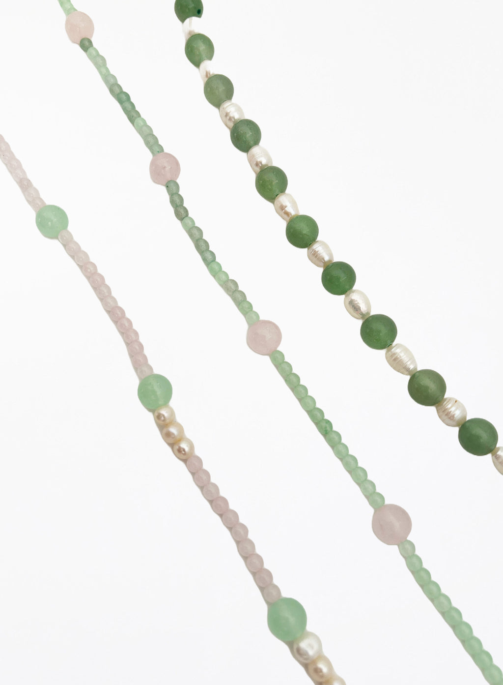 green stone pearl beaded collar necklace