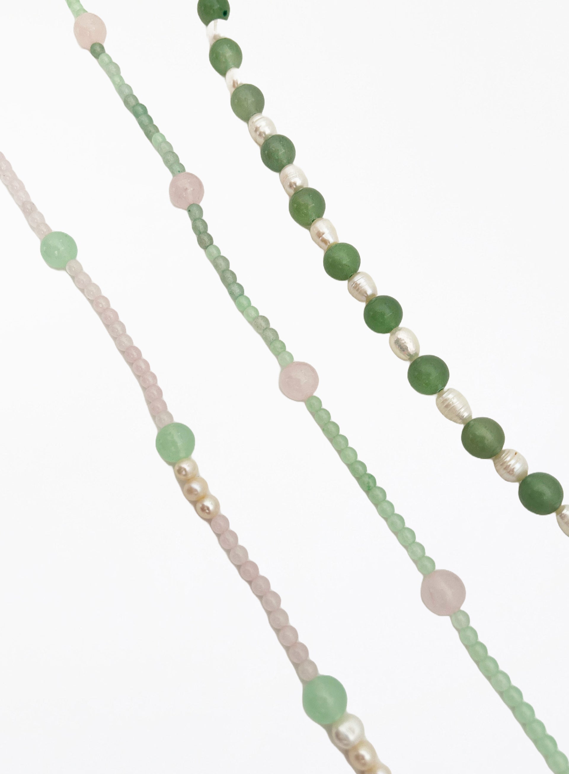 green stone pearl beaded collar necklace