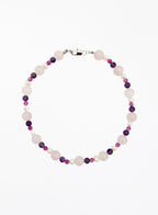 rose quartz amethyst pearl beaded collar necklace