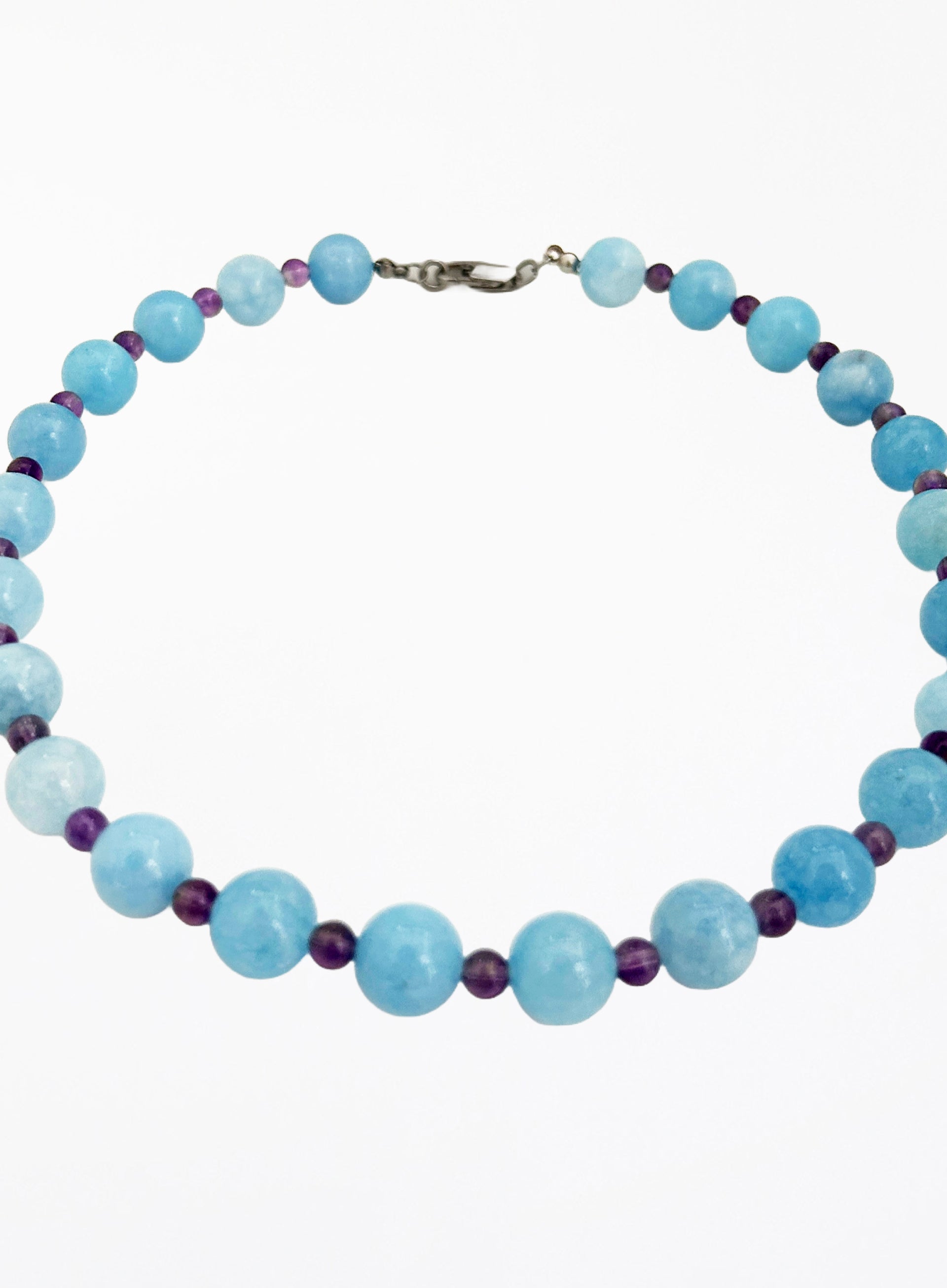 blue mix stones beaded collar necklace