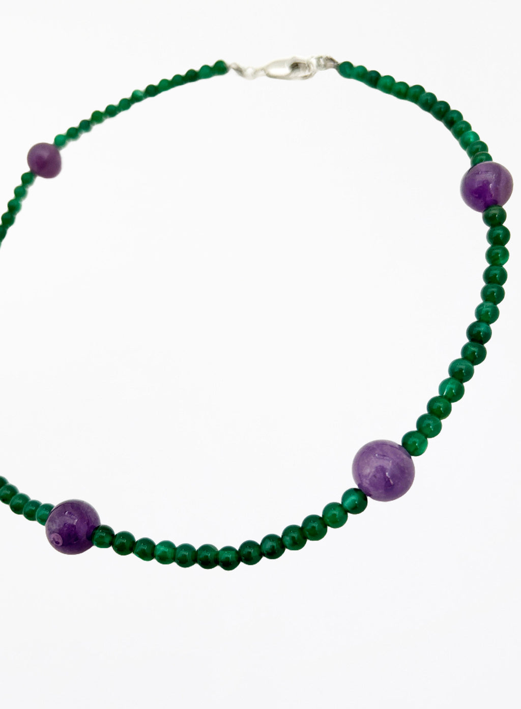 amethyst green mix stones beaded collar necklace