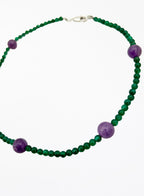 amethyst green mix stones beaded collar necklace