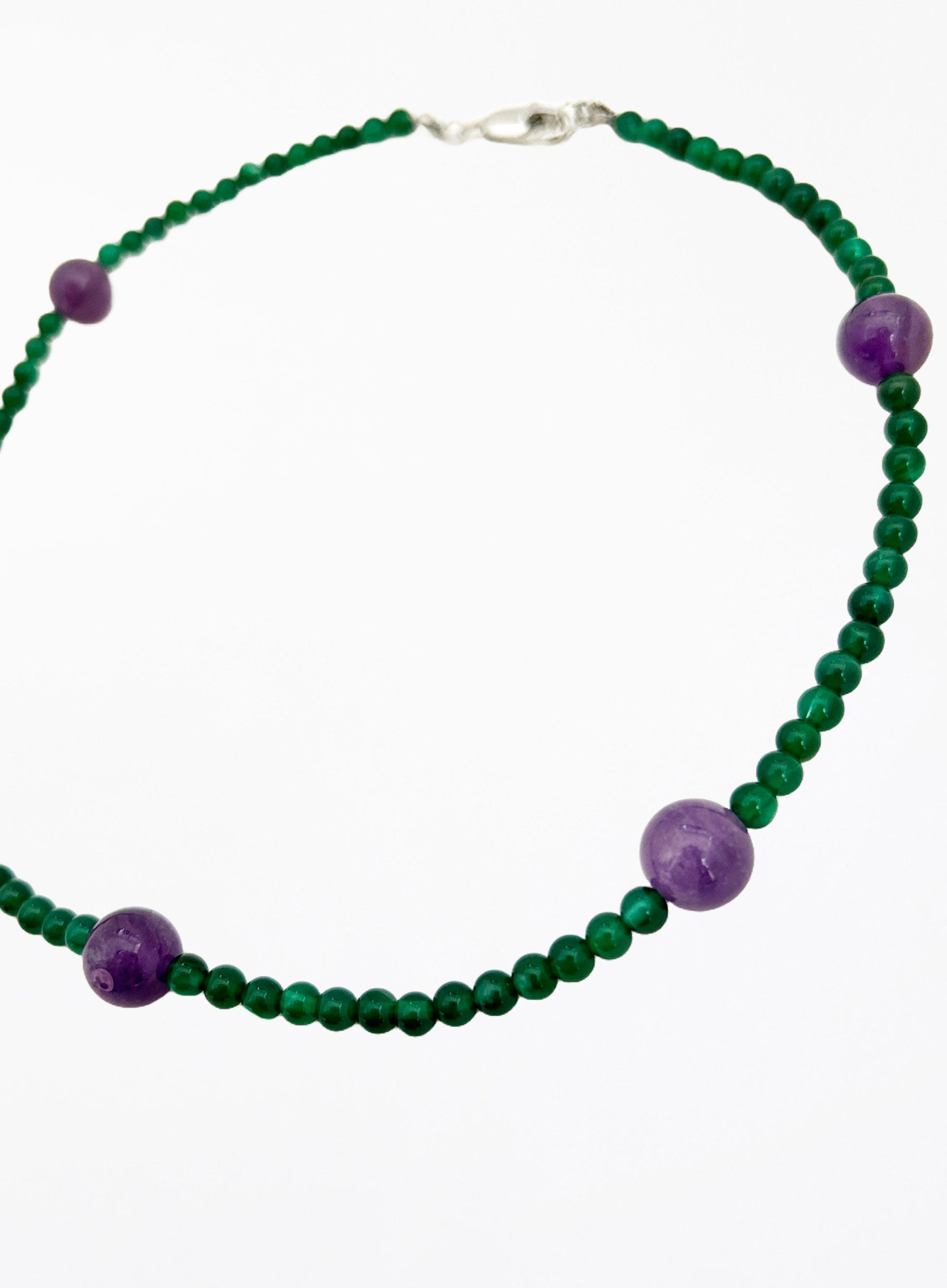 amethyst green mix stones beaded collar necklace