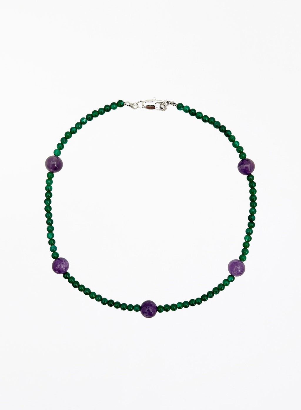 amethyst green mix stones beaded collar necklace