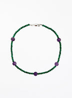 amethyst green mix stones beaded collar necklace